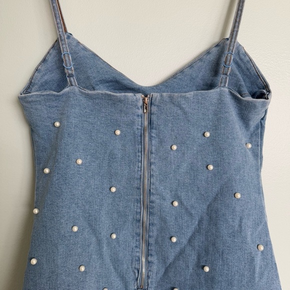 Fashion Nova Briella Pearl Light Wash Denim Mini Dress - Picture 5 of 8
